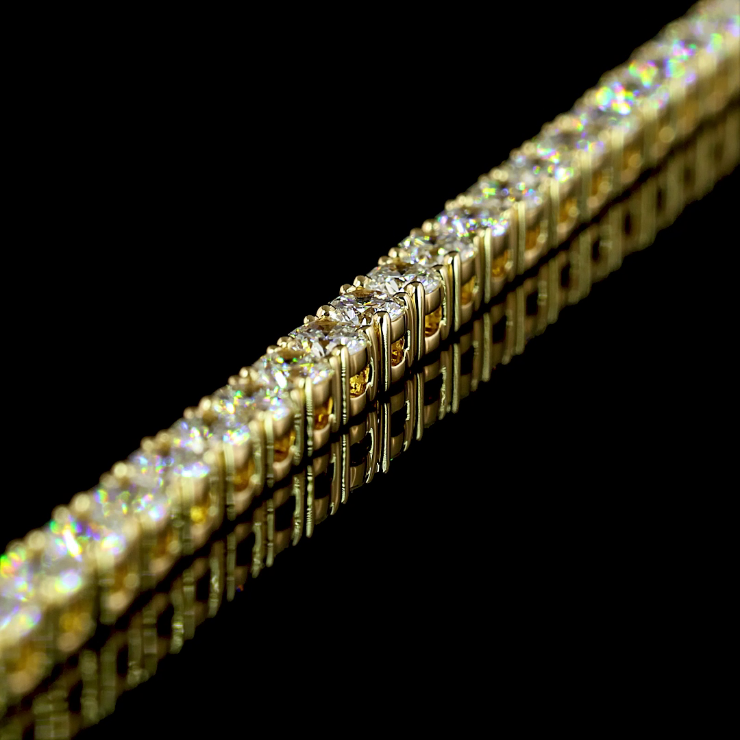 8.07 CTTW Round Lab Diamond Tennis Necklace 16.5" 14k Yellow Gold E Color and VS1 Clarity jewelry-spot-usa