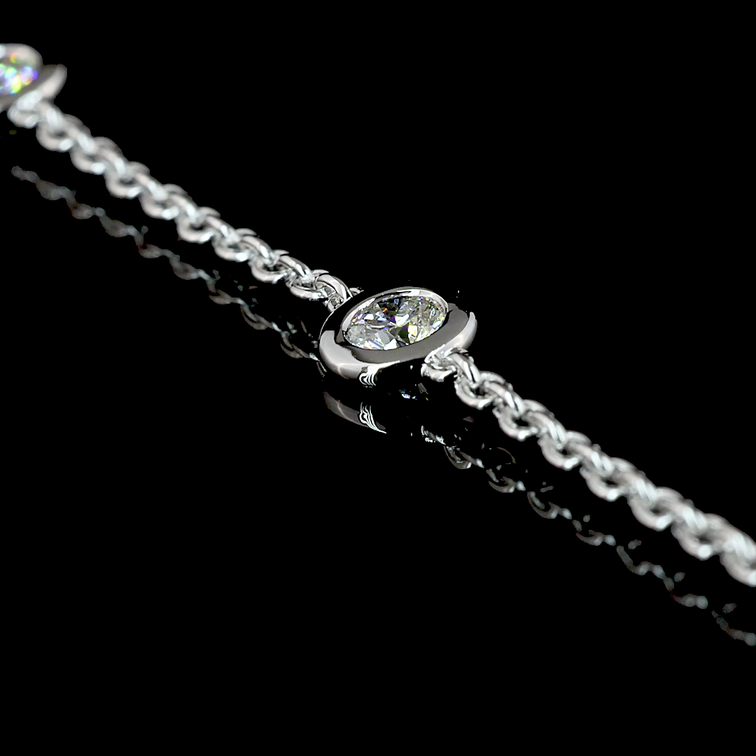 1.53 CTTW Round Lab Diamond Station Necklace 17" 14k White Gold E Color and VS2 Clarity jewelry-spot-usa