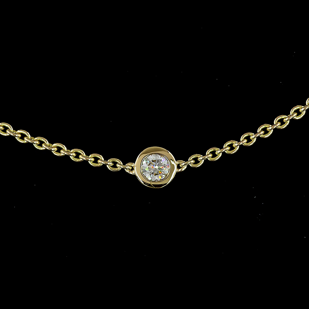 1.51 CTTW Round Lab Diamond Station Necklace 17" 14k Yellow Gold E Color and VS2/VS1 Clarity jewelry-spot-usa