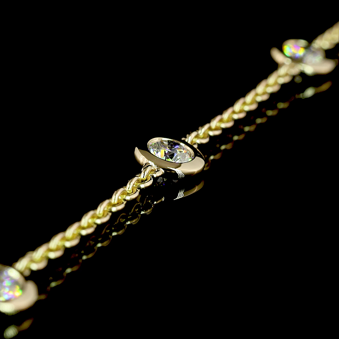 1.51 CTTW Round Lab Diamond Station Necklace 17" 14k Yellow Gold E Color and VS2/VS1 Clarity jewelry-spot-usa