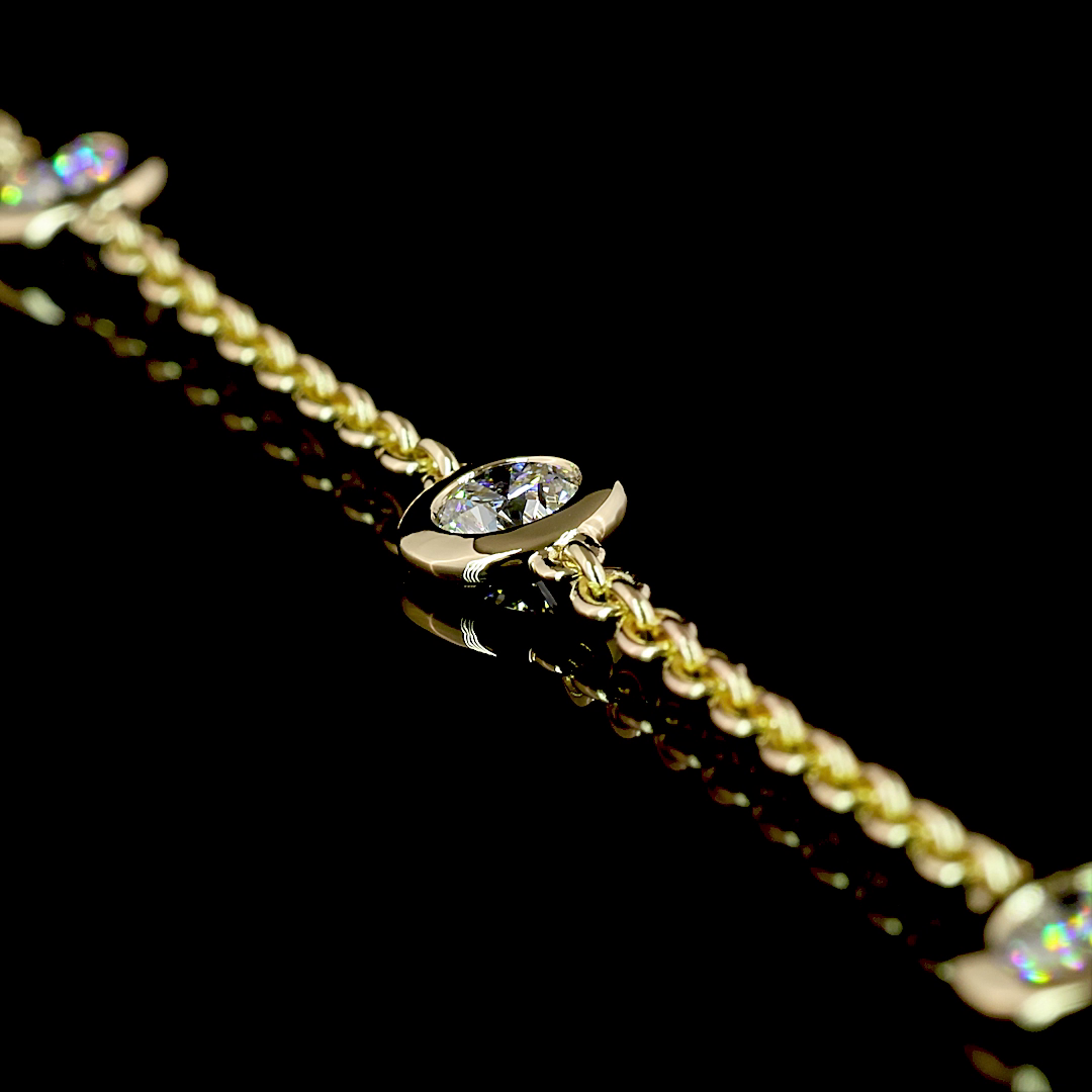 1.51 CTTW Round Lab Diamond Station Necklace 17" 14k Yellow Gold E Color and VS2/VS1 Clarity jewelry-spot-usa