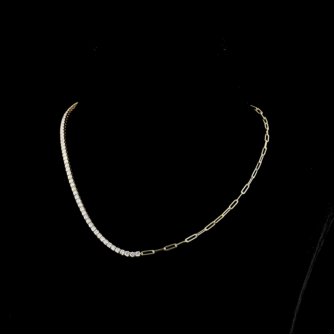 5.04 CTTW Round Lab Diamond Tennis Necklace 16" 14k Yellow Gold E Color and VS Clarity jewelry-spot-usa