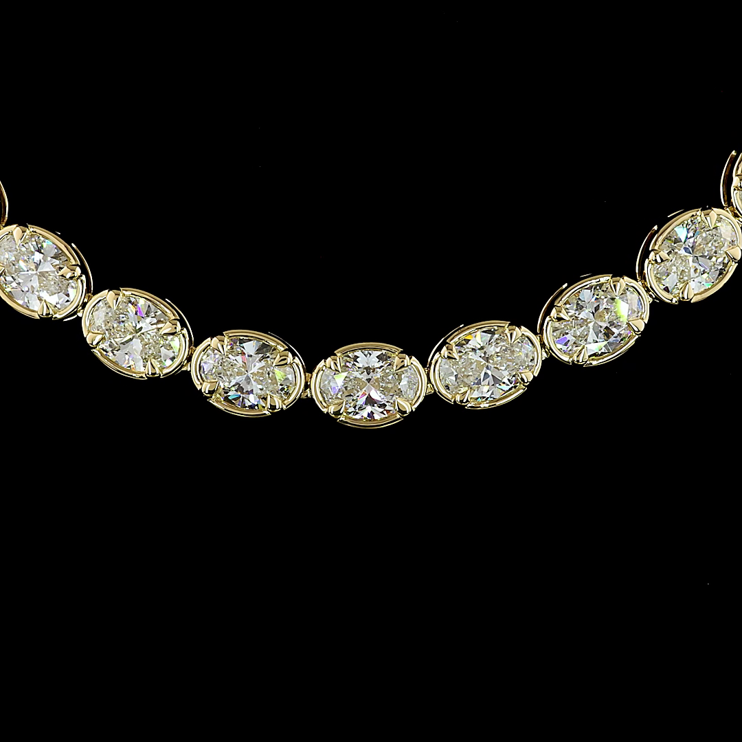33.87 CTTW Oval Lab Diamond Tennis Necklace 16" (F Color and VS1 Clarity)