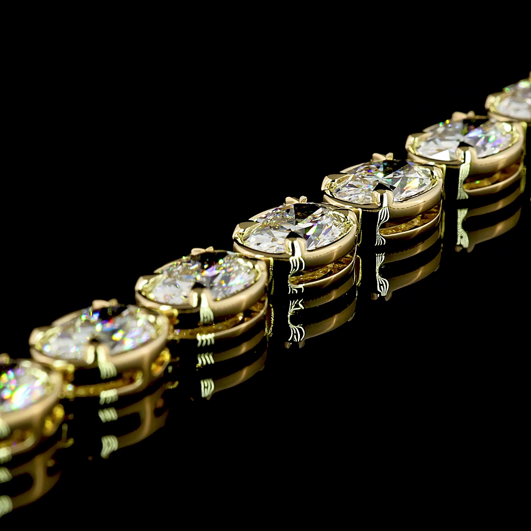 33.87 CTTW Oval Lab Diamond Tennis Necklace 16" (F Color and VS1 Clarity)