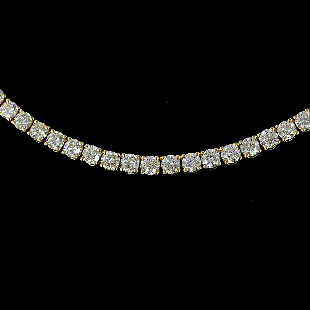 7.89 CTTW Round Lab Diamond Tennis Necklace 16.5" 14k Yellow Gold E Color and VS2 Clarity jewelry-spot-usa