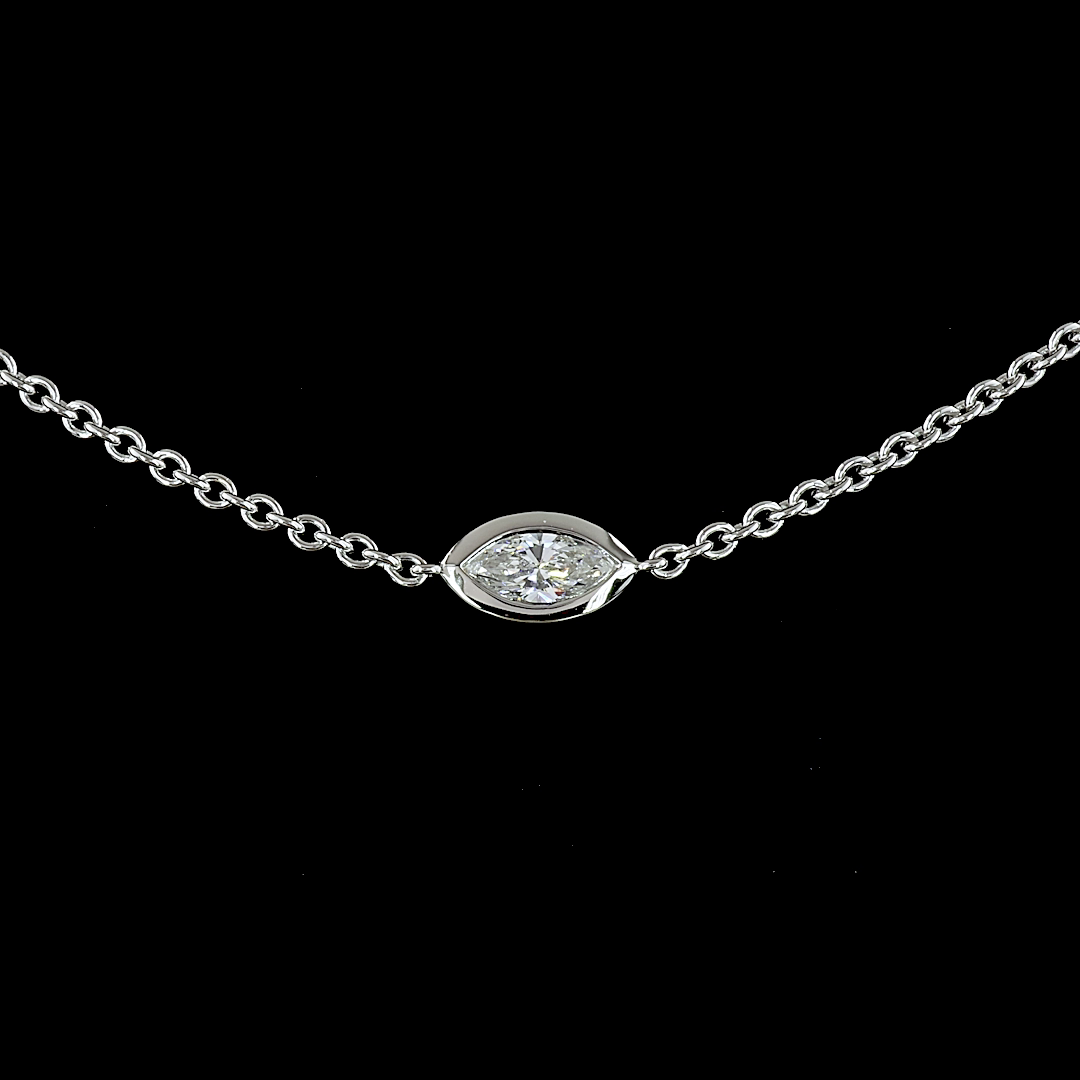 3.14 CTTW Marquise Lab Diamond Station Necklace 18" 14k White Gold E Color and VS1 Clarity jewelry-spot-usa
