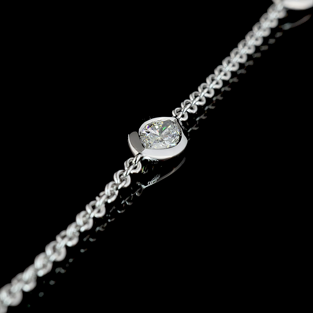 3.14 CTTW Marquise Lab Diamond Station Necklace 18" 14k White Gold E Color and VS1 Clarity jewelry-spot-usa