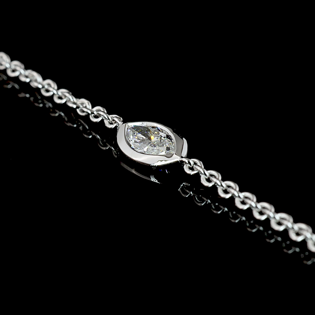 3.14 CTTW Marquise Lab Diamond Station Necklace 18" 14k White Gold E Color and VS1 Clarity jewelry-spot-usa