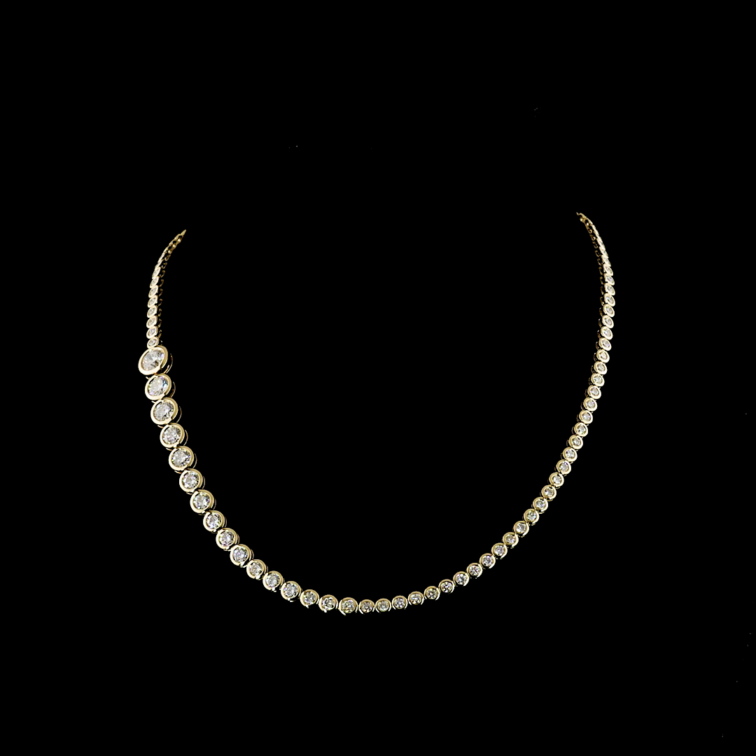 10.06 CTTW Round Lab Diamond Riviera Necklace 16.5" 14k Yellow Gold