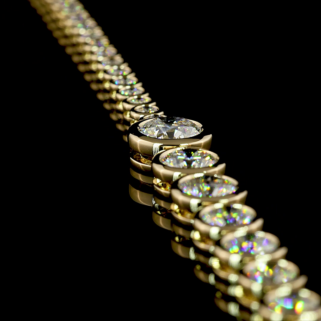 10.06 CTTW Round Lab Diamond Riviera Necklace 16.5" 14k Yellow Gold