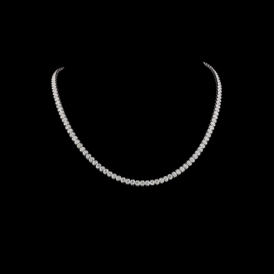 10.35 CTTW Oval Lab Diamond Tennis Necklace (F Color and VS2 Clarity)