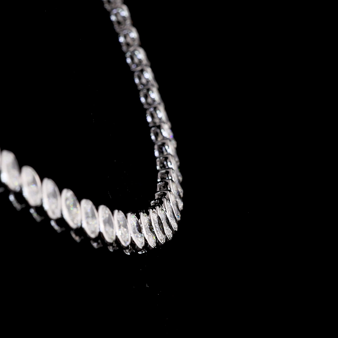 10.35 CTTW Oval Lab Diamond Tennis Necklace (F Color and VS2 Clarity)