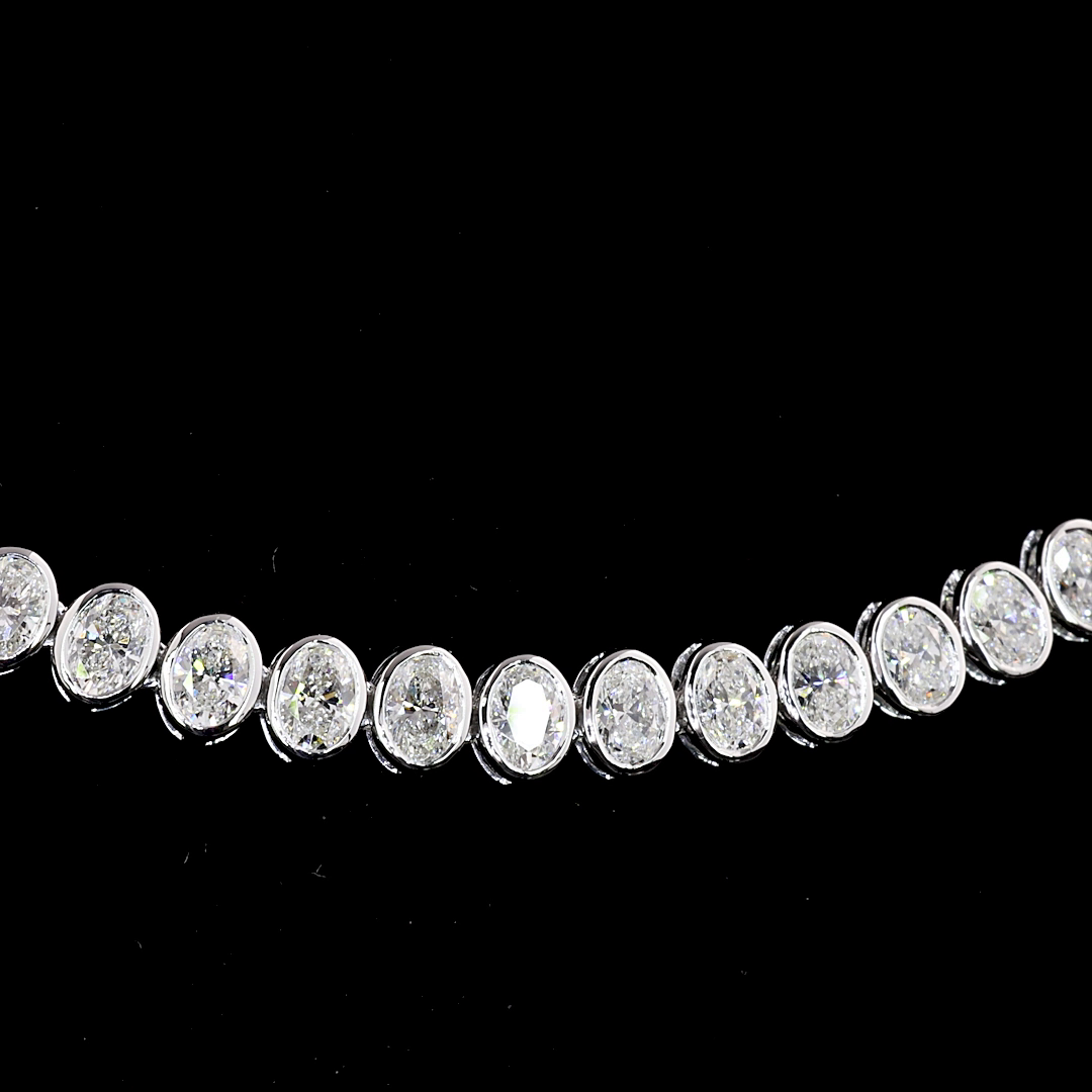 10.35 CTTW Oval Lab Diamond Tennis Necklace (F Color and VS2 Clarity)