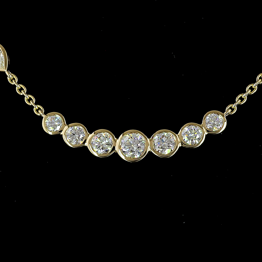 3.14 CTTW Round Lab Diamond Station Necklace 16.5" 14k Yellow Gold E Color and VS Clarity jewelry-spot-usa