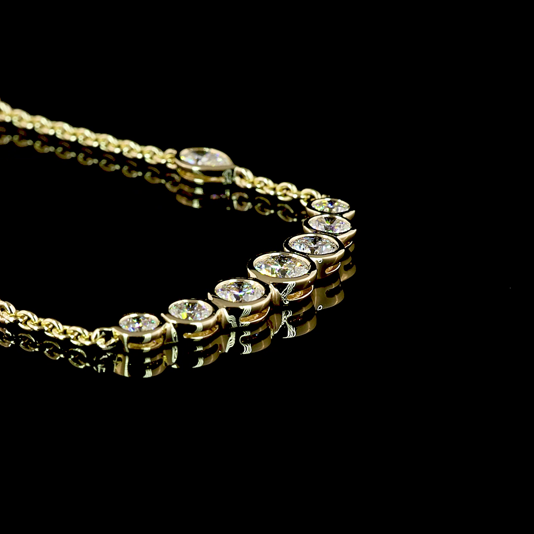 3.14 CTTW Round Lab Diamond Station Necklace 16.5" 14k Yellow Gold E Color and VS Clarity jewelry-spot-usa