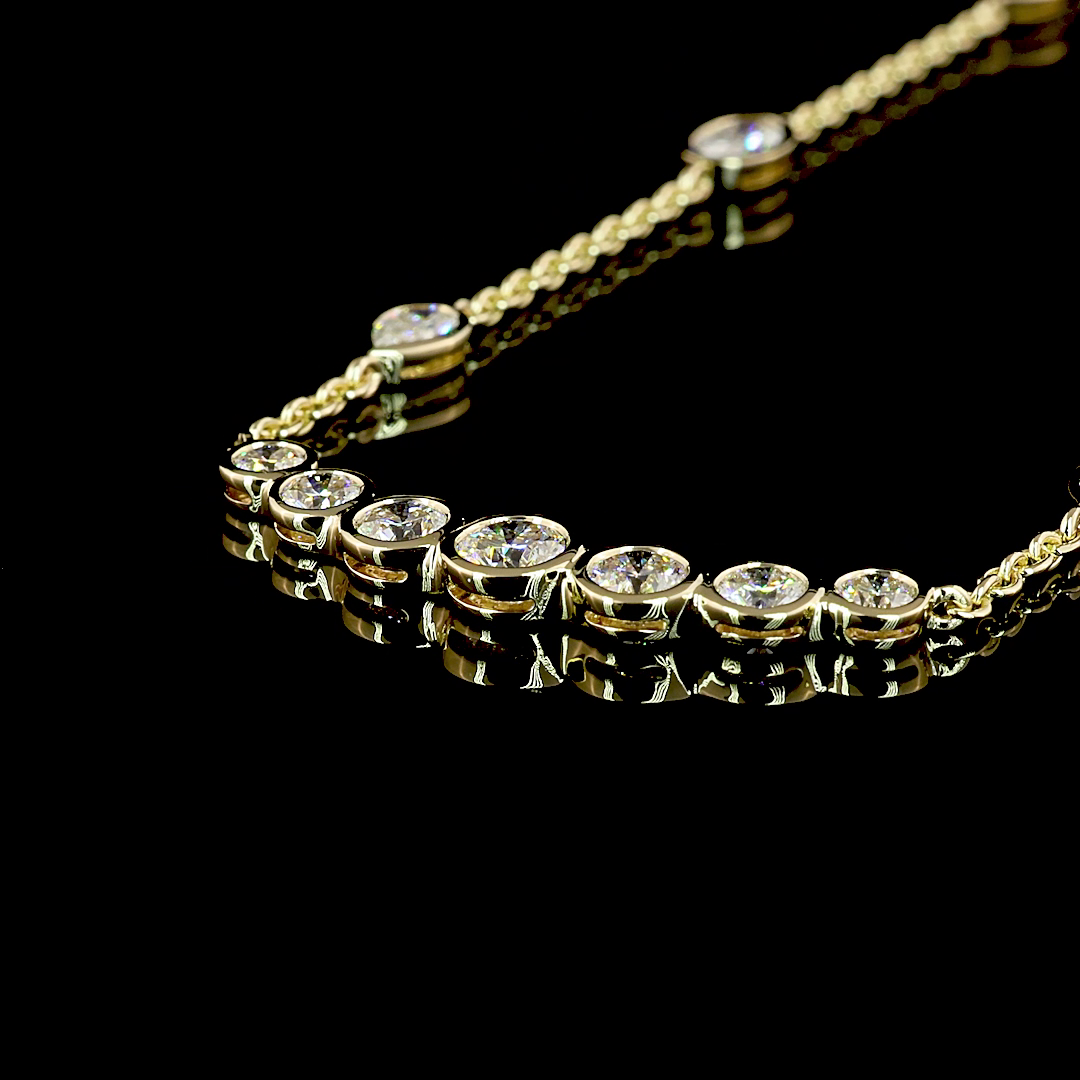 3.14 CTTW Round Lab Diamond Station Necklace 16.5" 14k Yellow Gold E Color and VS Clarity jewelry-spot-usa