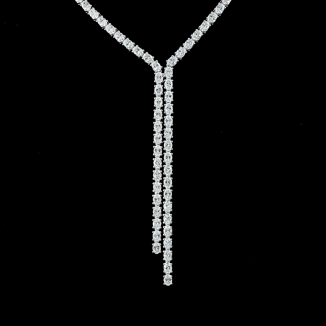 13.74 CTTW Oval Lab Diamond Lariat Necklace 16.5" (E Color and VS2 Clarity)