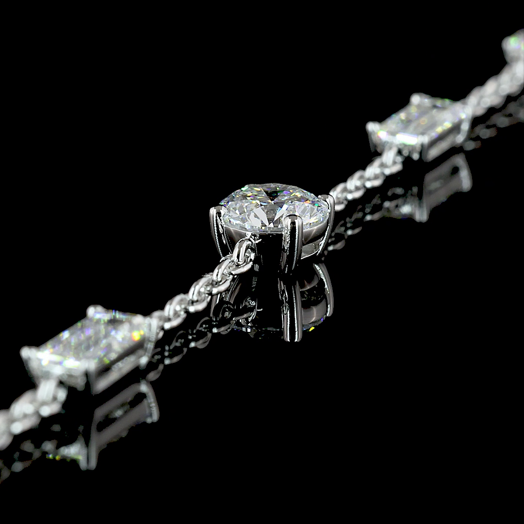 4.14 CTTW MIX Lab Diamond Station Necklace 16.5" 14k White Gold E Color and VS2/VS Clarity jewelry-spot-usa