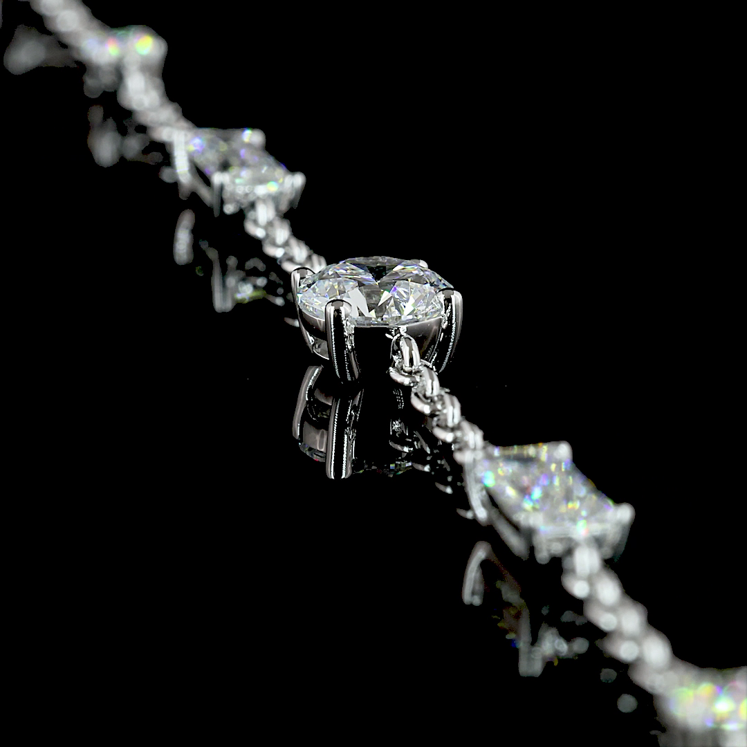 4.14 CTTW MIX Lab Diamond Station Necklace 16.5" 14k White Gold E Color and VS2/VS Clarity jewelry-spot-usa