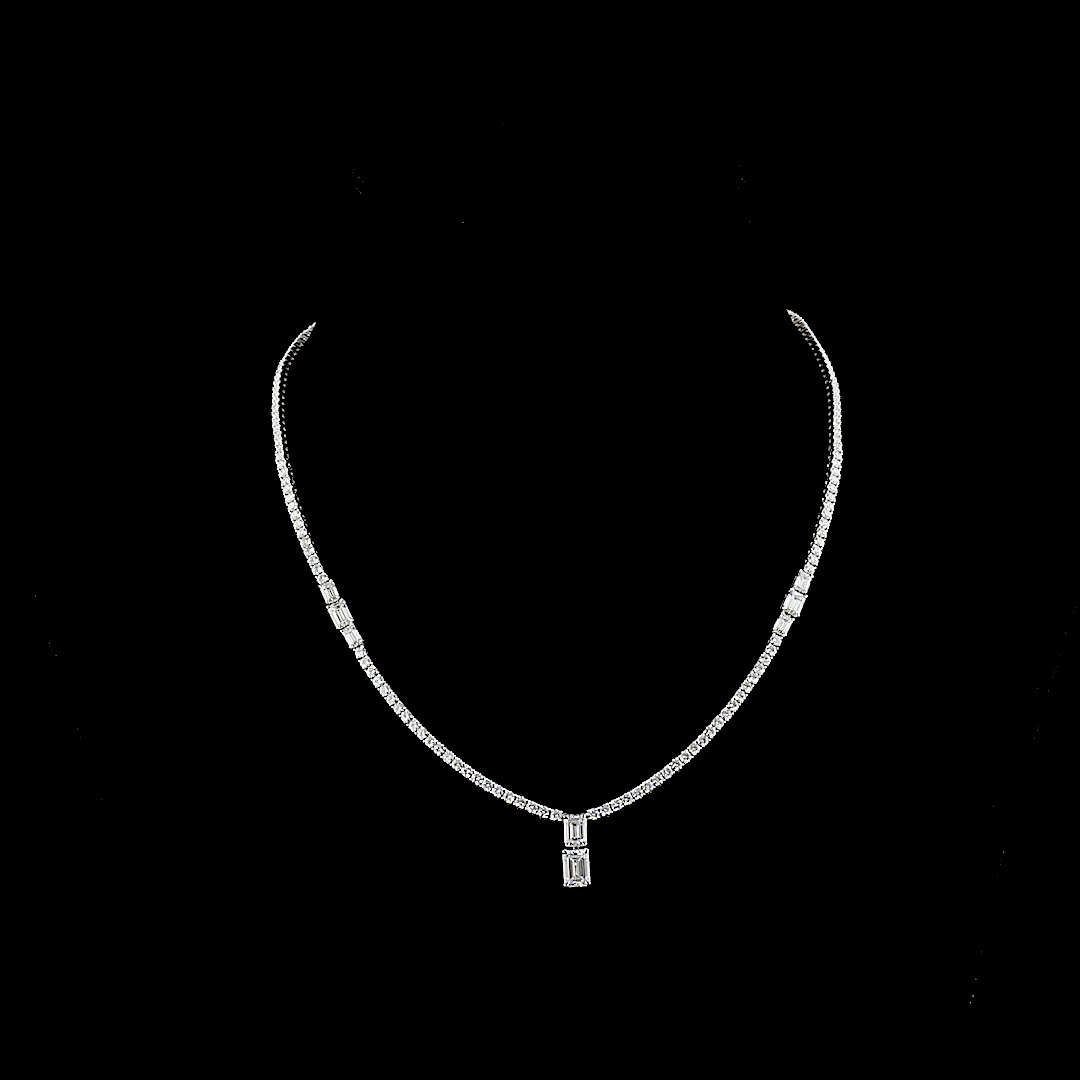 7.32 CTTW MIX Lab Diamond Special Necklace 16" 14k White Gold (E Color and VS2 Clarity)