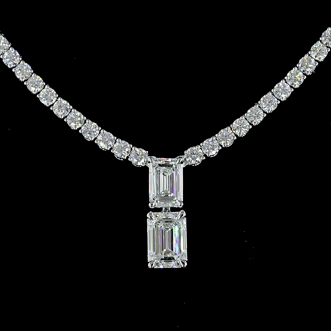7.32 CTTW MIX Lab Diamond Special Necklace 16" 14k White Gold (E Color and VS2 Clarity)