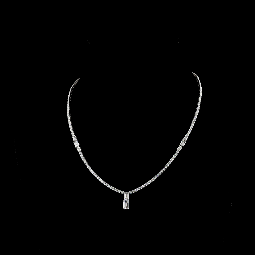 7.30 CTTW MIX Lab Diamond Special Necklace 16.5" 14k White Gold E Color and VS2 Clarity jewelry-spot-usa