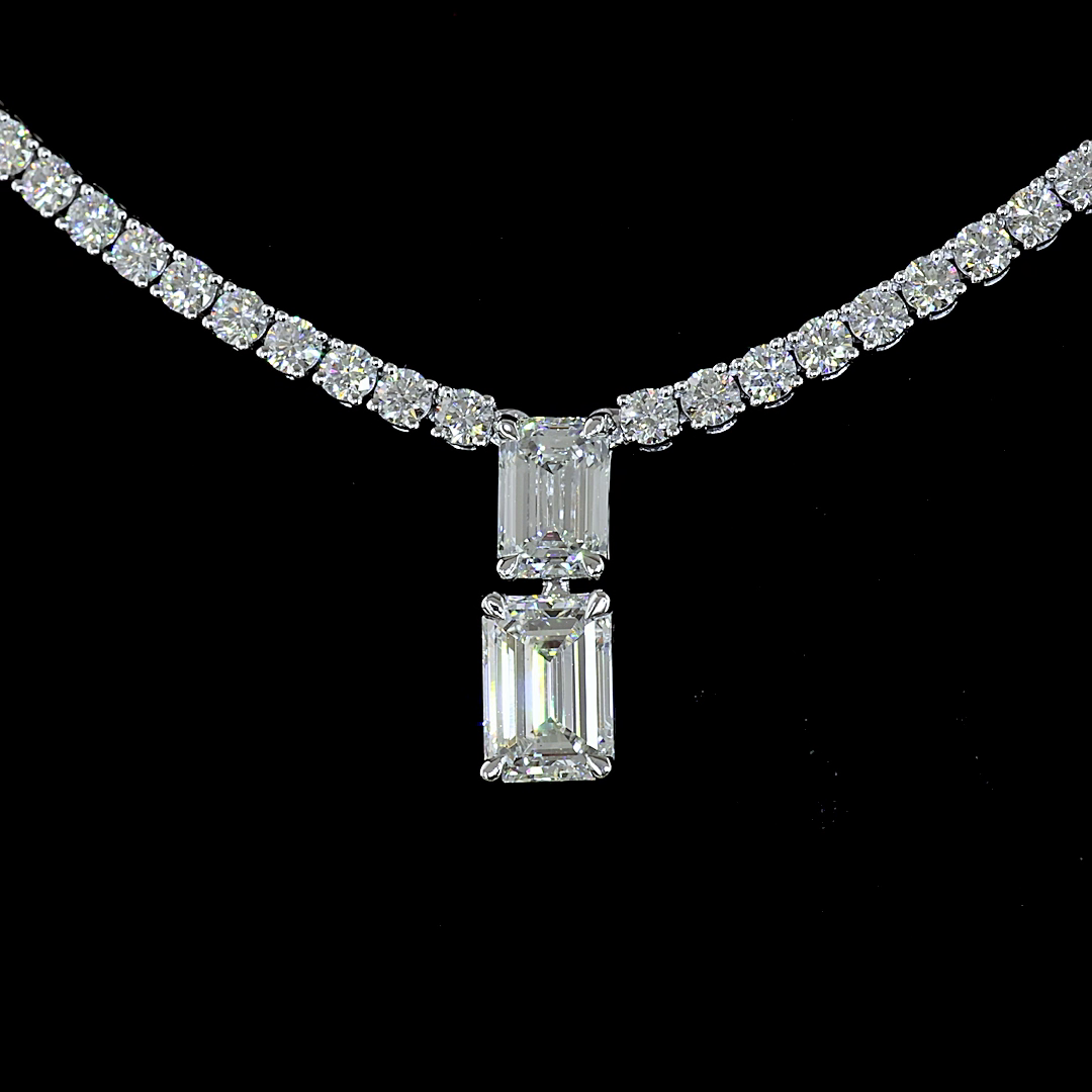 7.30 CTTW MIX Lab Diamond Special Necklace 16.5" 14k White Gold E Color and VS2 Clarity jewelry-spot-usa