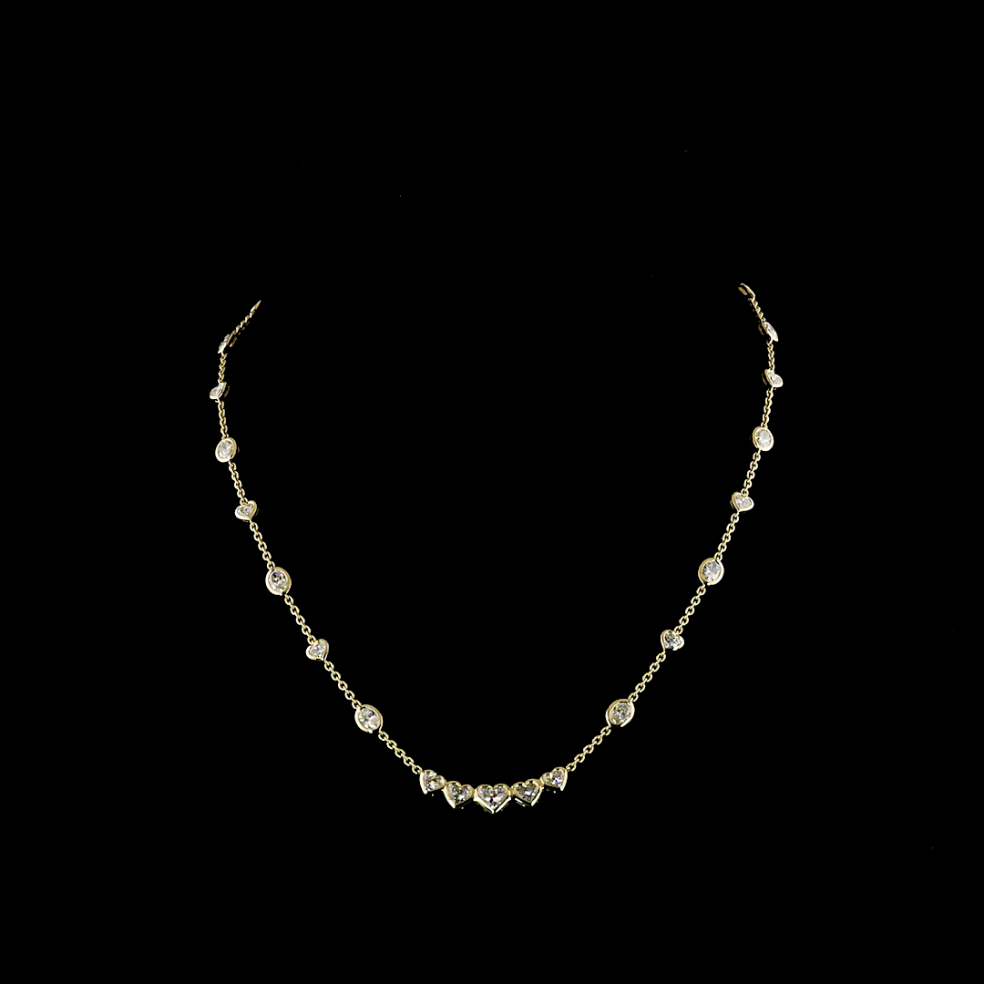4.57 CTTW MIX Lab Diamond Station Necklace 16.5" 14k Yellow Gold E Color and VS1 Clarity jewelry-spot-usa