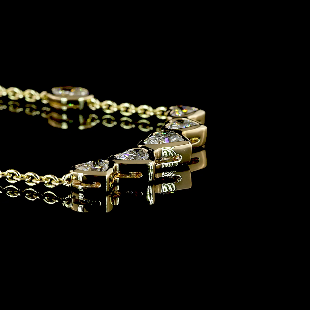 4.57 CTTW MIX Lab Diamond Station Necklace 16.5" 14k Yellow Gold E Color and VS1 Clarity jewelry-spot-usa