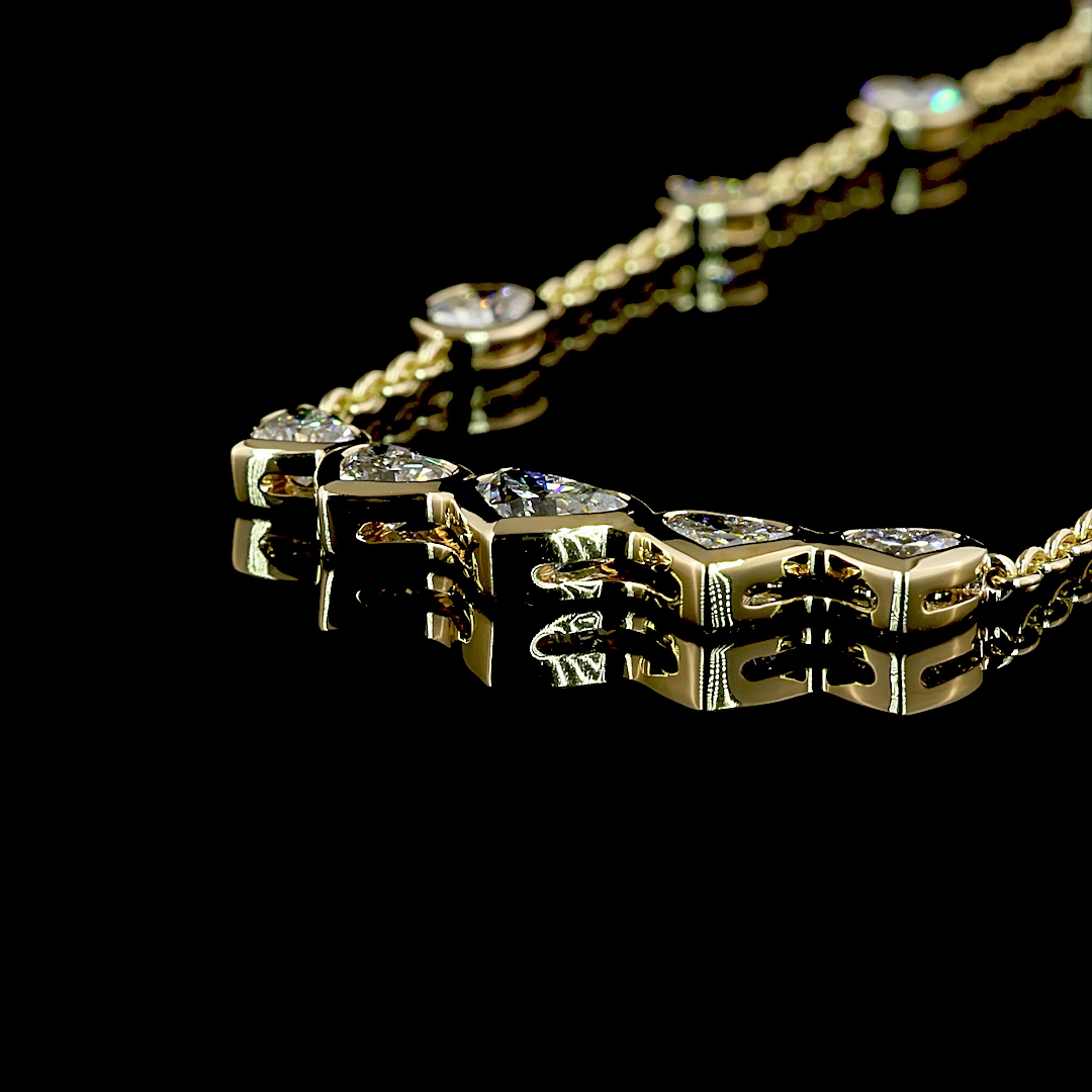 4.57 CTTW MIX Lab Diamond Station Necklace 16.5" 14k Yellow Gold E Color and VS1 Clarity jewelry-spot-usa