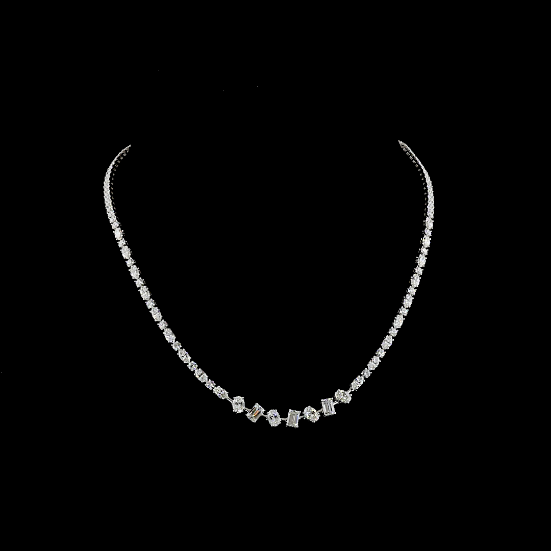 9.90 CTTW MIX Lab Diamond Tennis Necklace 16.5"