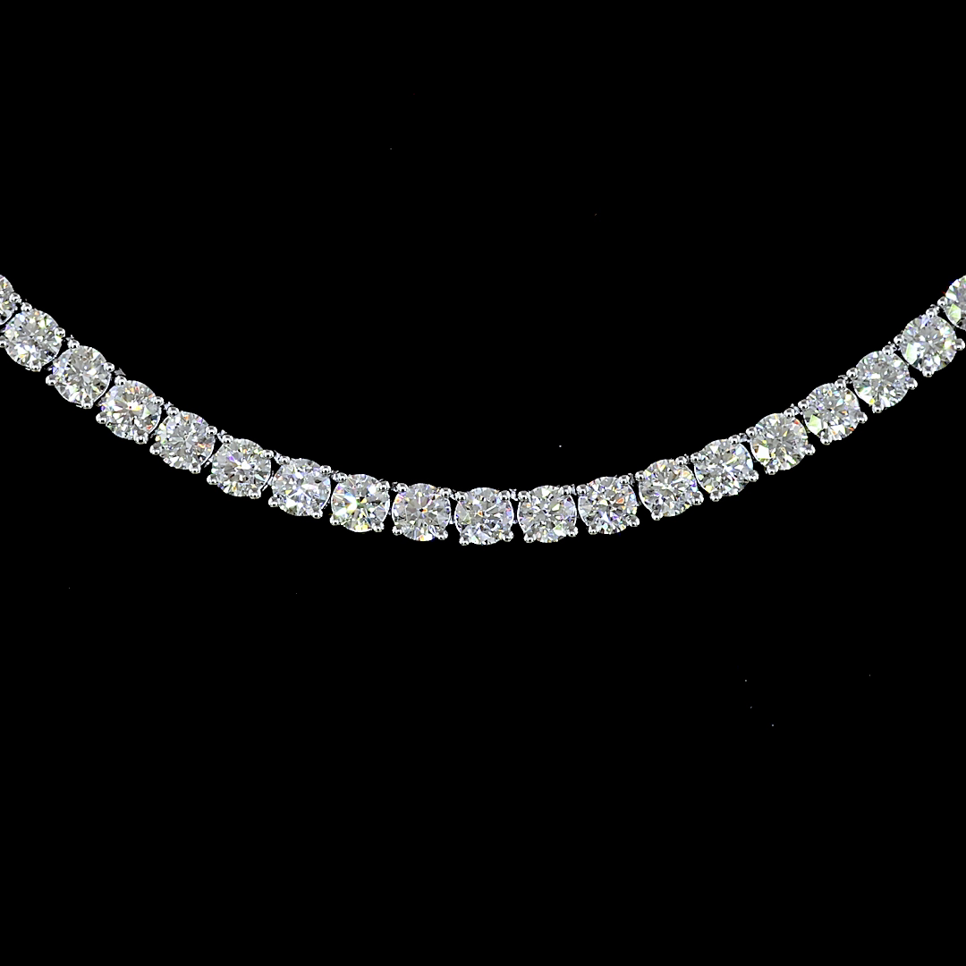 9.22 CTTW Round Lab Diamond Tennis Necklace (E Color and VS1/VS Clarity)
