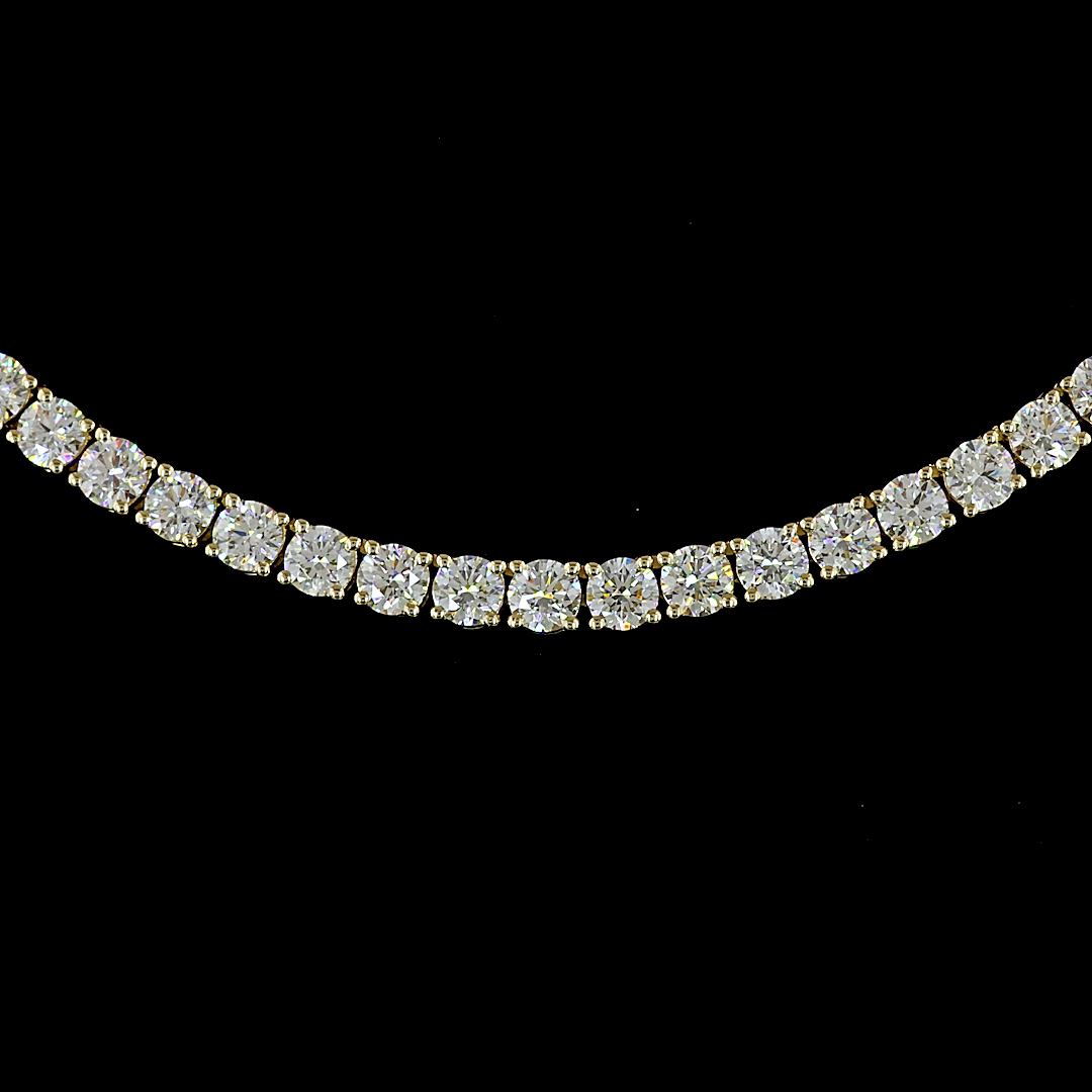 9.37 CTTW Round Lab Diamond Tennis Necklace (E Color and VS Clarity)