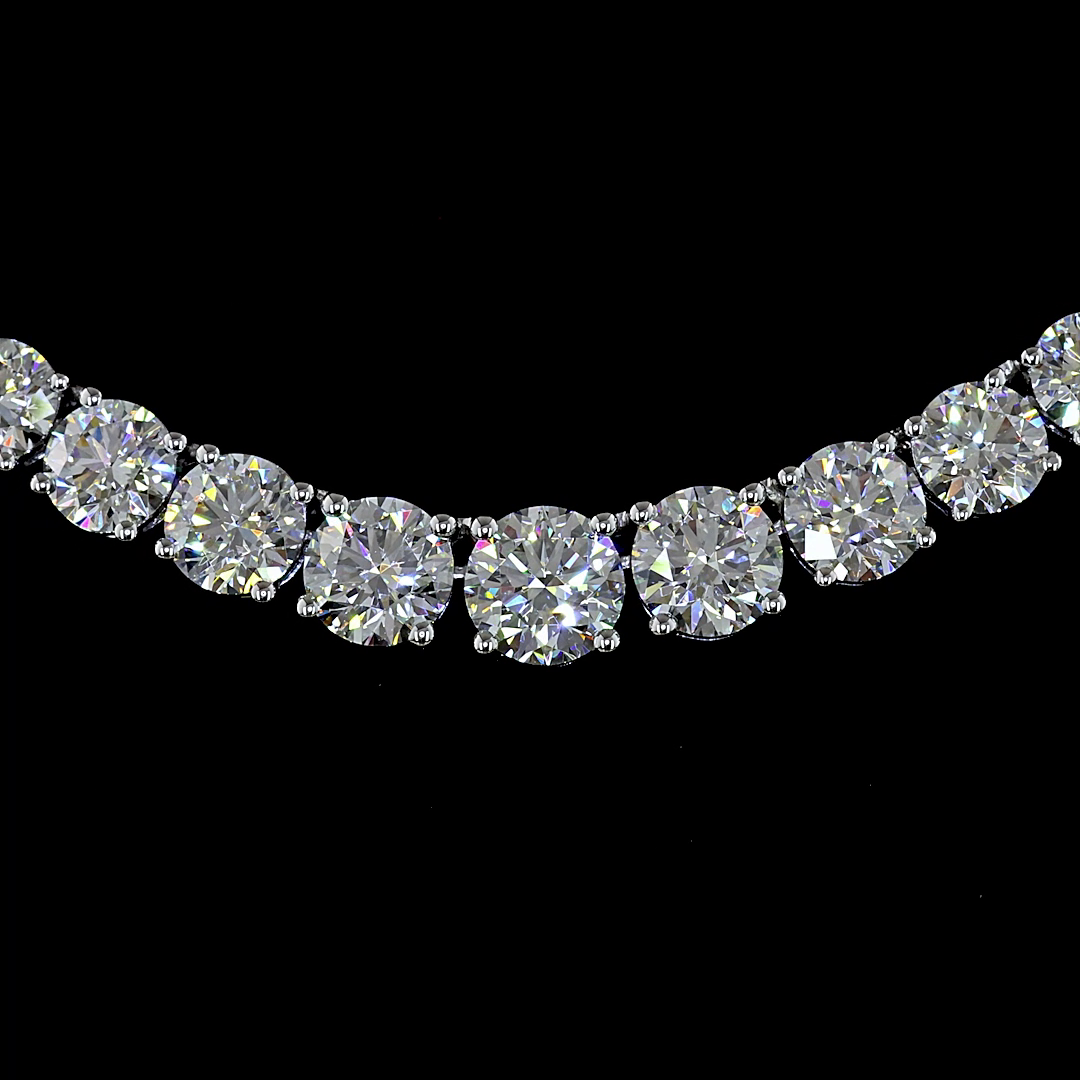 12.65 CTTW Round Lab Diamond Tennis Necklace (E Color and VS Clarity)