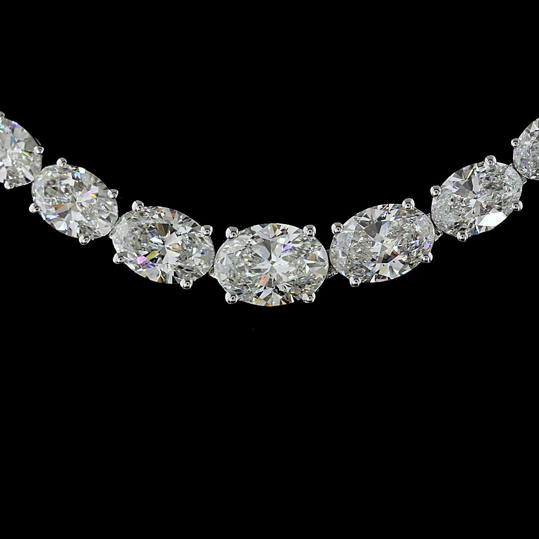 12.12 CTTW Oval Lab Diamond Riviera Necklace (E Color and VVS2 Clarity)