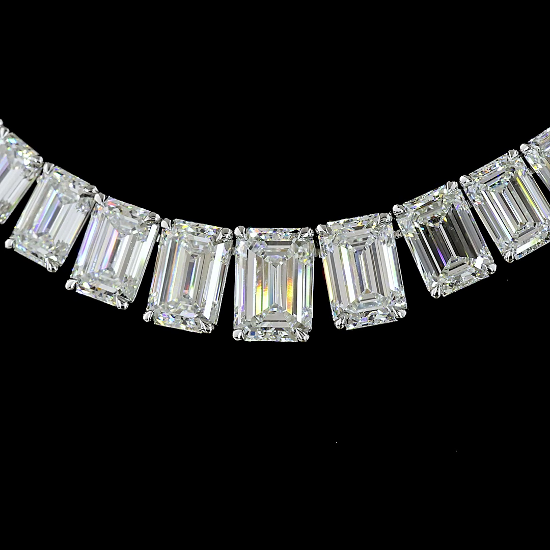 47.16 CTTW Emerald Lab Diamond Riviera Necklace (E Color and VS2 Clarity)