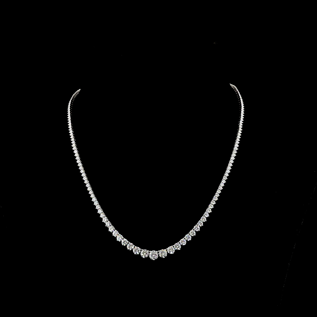 9.89 CTTW Round Lab Diamond Riviera Necklace (E Color and VS Clarity)