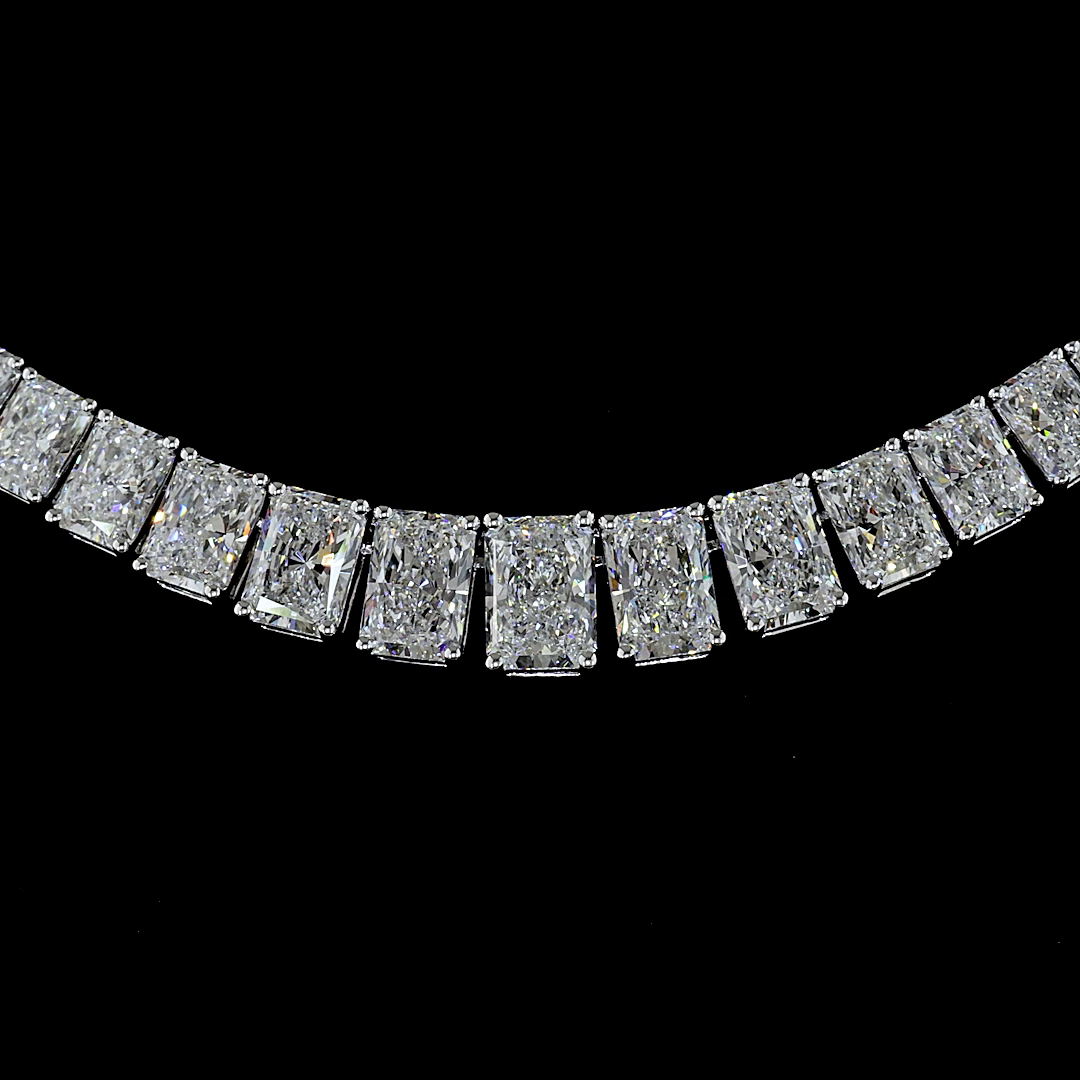 19.12 CTTW Radiant Lab Diamond Riviera Necklace (E Color and VS Clarity)