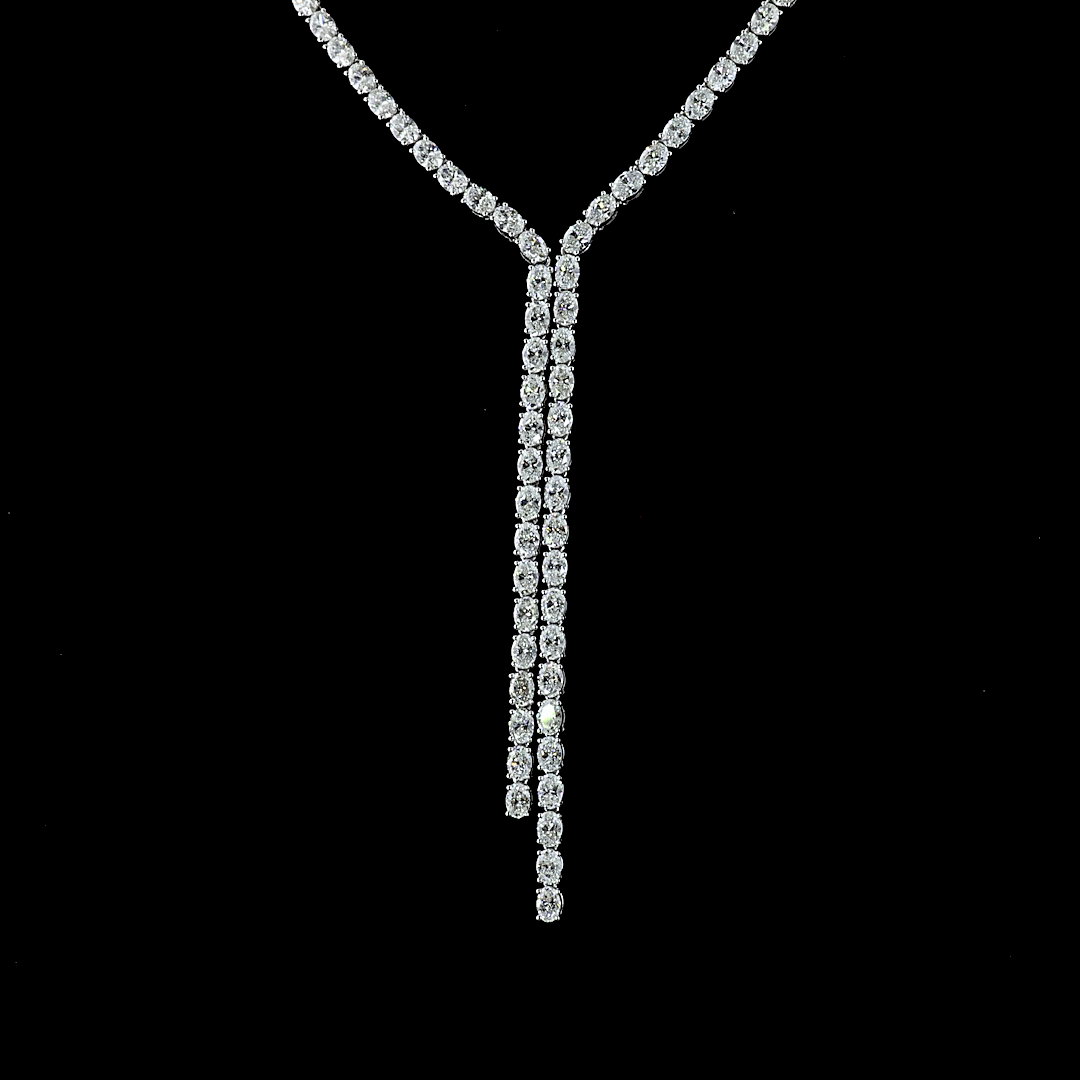 13.45 CTTW Oval Lab Grown Diamond Lariat Necklace 16" (E Color and VS Clarity)