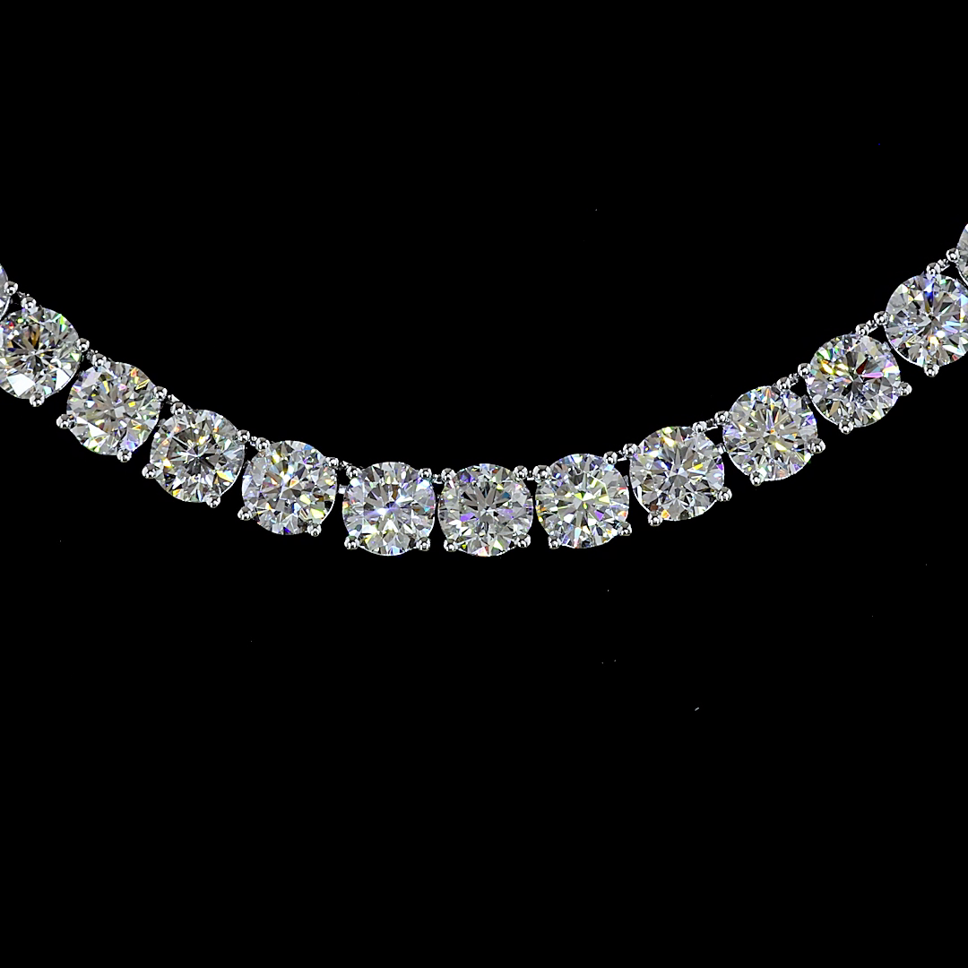 25.42 CTTW Round Lab Grown Diamond Tennis Necklace 16.5" (F/E Color and VS2/VS1 Clarity)
