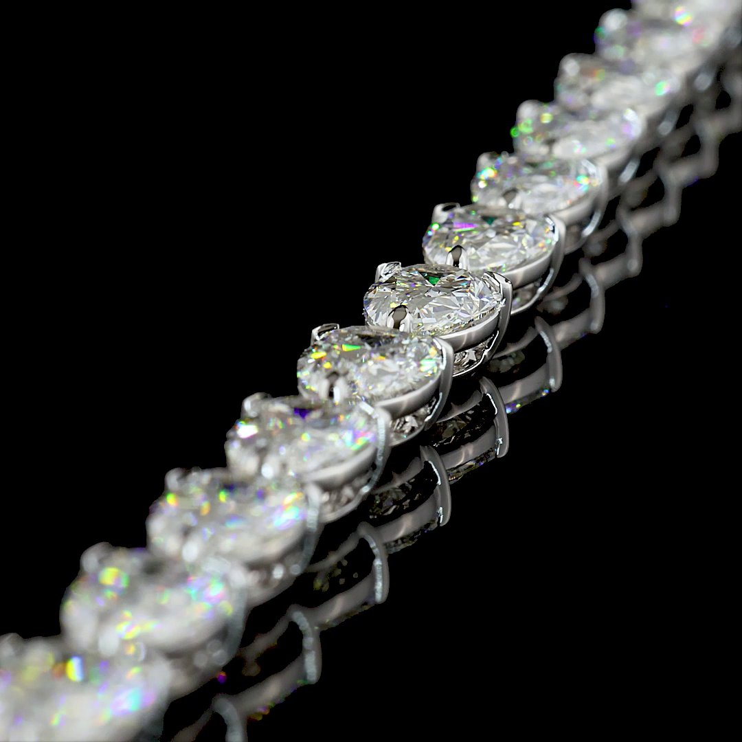 48.98 CTTW Pear Lab Grown Diamond Tennis Necklace 16.5" (E Color and VVS2 Clarity)
