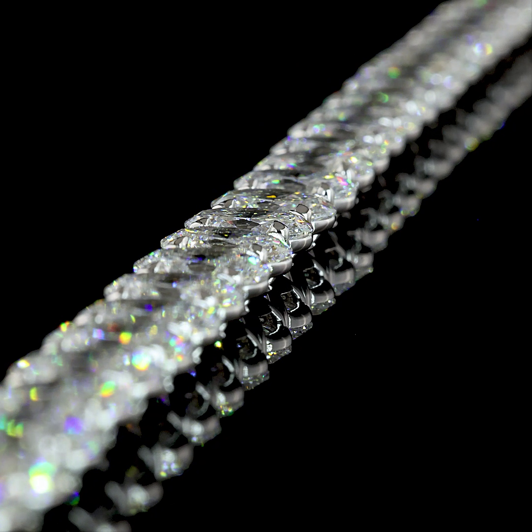 56.56 CTTW Oval Lab Grown Diamond Tennis Necklace 16.5" (E Color and VS Clarity)