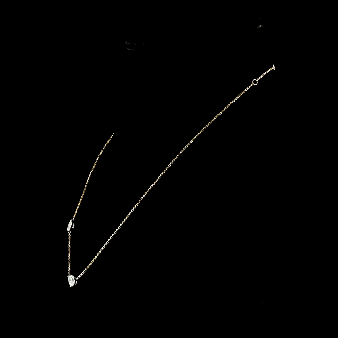 1.39 CTTW Pear Lab Diamond Station Necklace (E Color and VS1 Clarity)