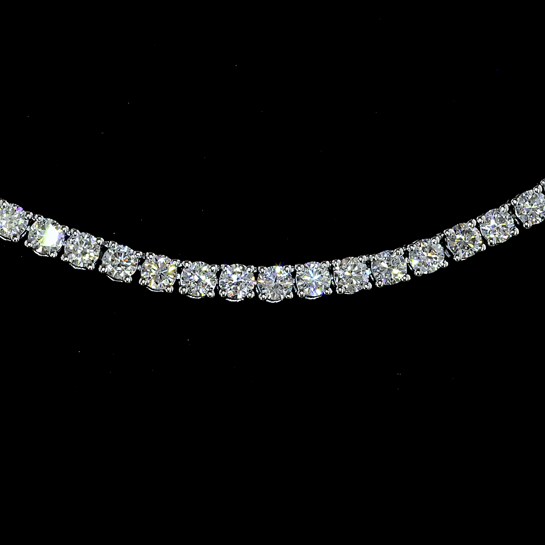 5.35 CTTW Round Natural Diamond Tennis Necklace 16.5" (H Color and SI Clarity)