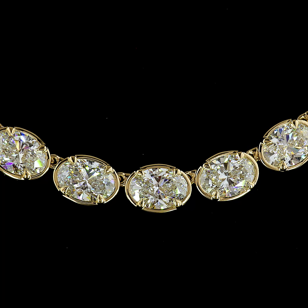 35.76 CTTW Oval Lab Grown Diamond Tennis Necklace 16.5" (E Color and VS Clarity)