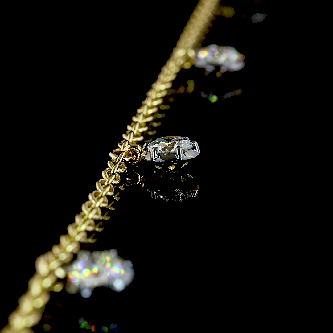 1.94 CTTW Round Lab Grown Diamond Station Necklace 18" (E Color and VS1 Clarity)