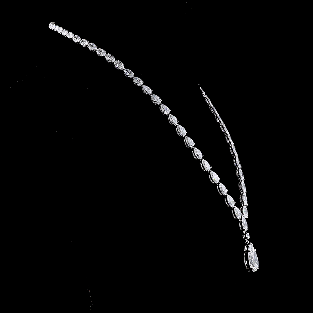 36.75 CTTW Pear Lab Diamond Lariat Necklace (F Color and VS1 Clarity)