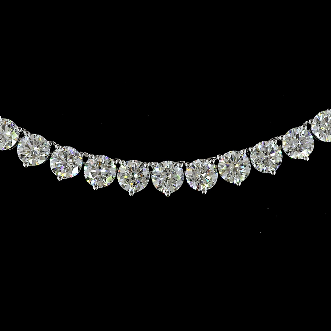 18.87 CTTW Round Lab Diamond Tennis Necklace (E Color and VS1 Clarity)