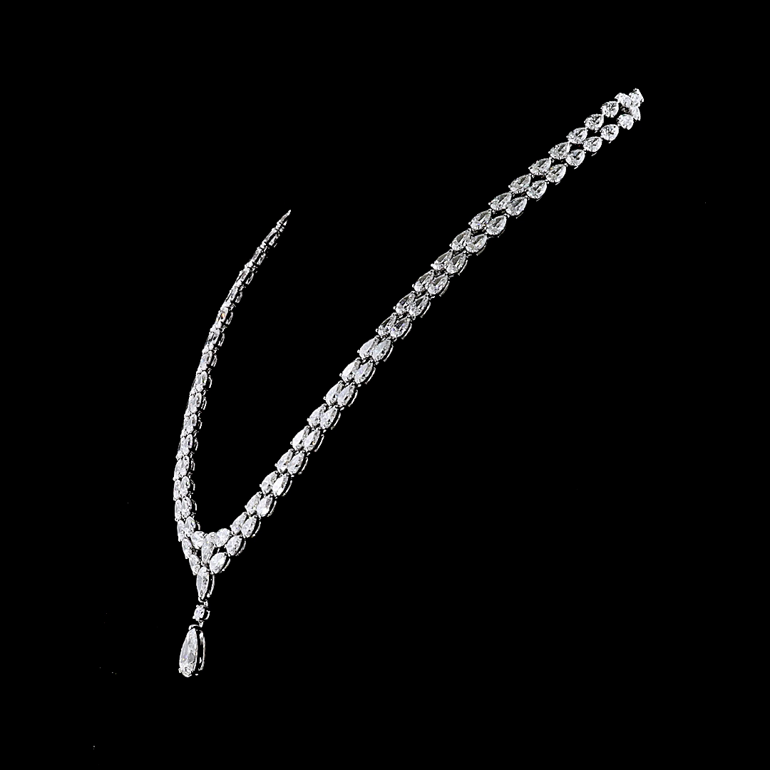 52.44 CTTW Pear Lab Grown Diamond Lariat Necklace 18" (E Color and VS1 Clarity)