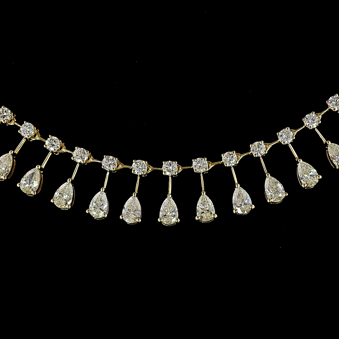 6.99 CTTW Pear Lab Diamond Station Necklace (E Color and VS1 Clarity)
